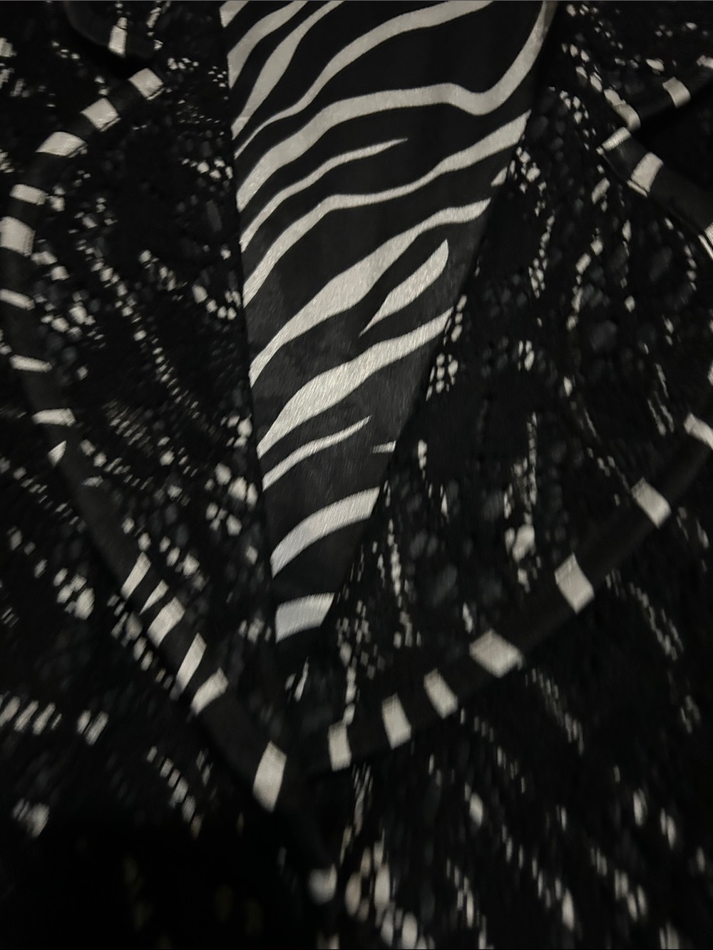 Joseph Ribkoff Black and White Patterned Zebra-Trim Blazer - Picture 5 of 8
